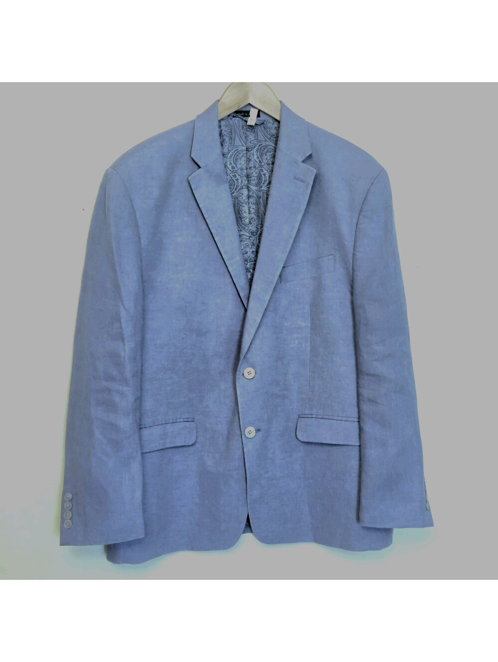 Lauren Ralph Lauren Sport Coat Mens 44S Blue Linen Blazer Notch Lapel 2 Button